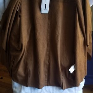 I Jeans Buffalo Faux Suede Brown Fringe Drape Vest